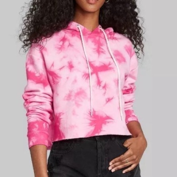 Wild Fable Pink Tie Dye Cropped Hoodie
